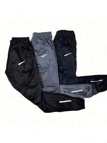 KIT 3 Men's Gym Jogger Pants With Reflective Logo (Black, Navy Blue, Gray) - 藍白色 - 查看 1