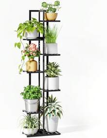 ROSSNY 55 Inch Tall Plant Stand Indoor, 7 Tier 8 Potted Bamboo Plant Stands For Indoor Plants, Corner Plant Stand, Tiered Plant Stands, Plant Shelf For Indoor, Planter Holder For Multiple Plants Indoor, Black - B-Black - View 2