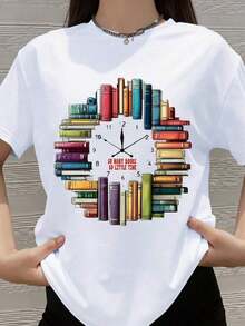 100% algodón puro, para mujerLibro de camisetasAmantesRelojDiseñoTCamisaParaLecturaEntusiastasConEntoncesMuchosLibrosEntoncesPequeñoTiempoCitaPerfectoParaRatones de bibliotecaYLiteraturaAficionadosIdealRegaloParaLectoresBibliotecariosYEscritoresAdecuadoParaTodos los díasRopaYEspecialOcasionesMe gustaMundoLibroDíaYNacionalLeerALibroDía - Blanco - Ver 6