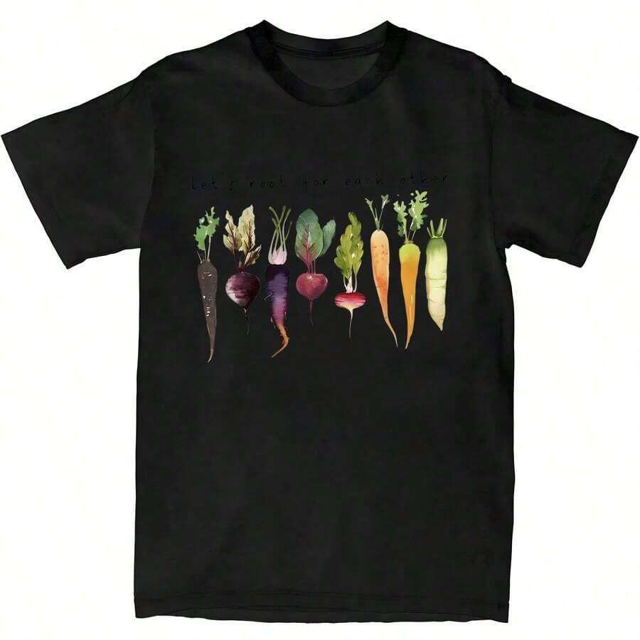 New Arrival 2026: Retro Rock N Roll Guitar Print T-Shirt For Men And Women, Soft And Breathable Fabric, 100% Cotton, For Everyday Wear, Graphic Print T-Shirt For Women - 黑色 9 - 查看 1