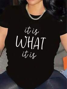 Camiseta única con diseño Y2K en negro con el atractivo mensaje "it is WHAT it is" ideal para cualquier ocasión, perfecta para destacar tu estilo moderno y auténtico, ¡un must-have en tu guardarropa! - Negro - Ver 8
