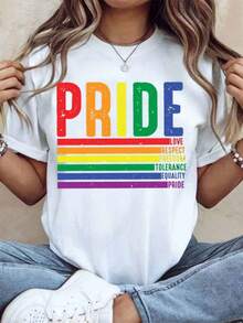 Camiseta Pride Rainbow con Mensaje de Amor, Respeto, Libertad, Tolerancia, Igualdad y Orgullo para la Celebración del Mes del Orgullo LGBTQ y Eventos del Orgullo Gay, 220g - Estilo Vintage Urbano, Unisex, de Algodón, Manga Corta, Cuello Redondo, 100% Algodón - Blanco - Ver 7