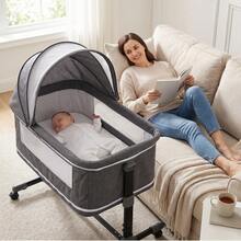 Cuna Corral Para Bebe Mosquitero Con Cambiador Desmontable Gris Andadera para bebe Graduación preescolar Ropa para bebe de niña Sillon para bebe Alberca para - Gris - Ver 4