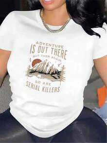 Camiseta de manga corta ligera y duradera, perfecta para actividades al aire libre, viajes, senderismo y camping, con un diseño de estampado llamativo y un ajuste cómodo. Una prenda de manga corta cómoda y versátil. - Blanco - Ver 1