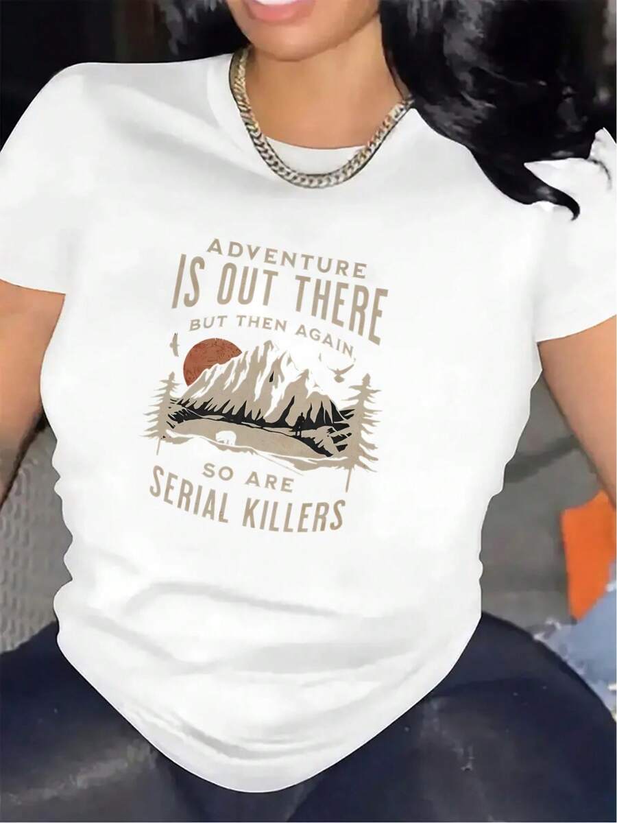 Camiseta de manga corta ligera y duradera, perfecta para actividades al aire libre, viajes, senderismo y camping, con un diseño de estampado llamativo y un ajuste cómodo. Una prenda de manga corta cómoda y versátil. - Blanco - Ver 1