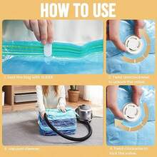 TAILI Bolsas de Almacenamiento al Vacío 4 Unidades Cubo Jumbo 31x40x15 pulgadas Bolsas Grandes de Sellado al Vacío para Ropa Ropa de Cama Edredones Mantas Almohadas Ahorro de Espacio en el - Azul - Ver 7