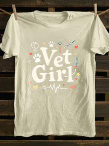 Camiseta de mujer con diseños estampados, de manga corta y cuello redondo, muy adecuada para uso casual en primavera y verano. - Negro - Ver 9
