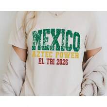 Camiseta Mexico  Power - Equipación para Fanáticos del Fútbol El Tri 2026 - Camiseta Gráfica Vintage con Estampado de Orgullo Mexicano - Negro - Ver 6