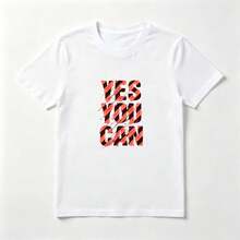 Pincelada Roja Playera de Algodón Blanca Motivacional con Rayas - Blanco - Ver 1