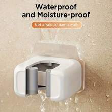 No Drill Heavy Duty Adhesive Mop & Broom Holder Rack, Suitable For Bathroom, Kitchen, Garage, White - 1pc - View 10