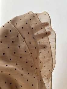 Women's Blouse With Ruffled Collar And Polka Dot Print - Burgundy - View 6