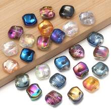 20pcs/Pack Asymmetrical Square Electroplated Glass Beads, Colorful Semi-Transparent Iridescent Glass Crystal Square Beads 12X11mm For DIY Earrings, Bracelets, Phone Charms, Jewelry Accessories - Glass Square Beads - View 9