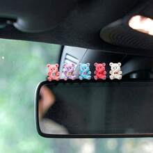 6pcs Random Cute Cartoon Puff Bear Micro Landscape Decor, Car Interior Dashboard/Computer Screen Decoration, DIY Office Desk Ornament - Puff Bear - View 4