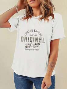 Camiseta Casual de Algodón Grueso de 180g para Mujer Payeah, Estilo Retro Stacy Americano, 100% Algodón, Estampado Digital (1 Pieza) - Blanco - Ver 1