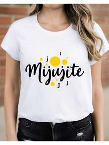 ComfortableCamiseta gráfica única de inspiración japonesa para mujer con diseño tradicional de kanji, suave y transpirable, perfecta para uso casual. Camiseta casual holgada para mujer, diseño holgado ligeramente extendido. Camiseta de manga corta para mujer, estilo básico para uso interior y exterior. - Blanco - Ver 7