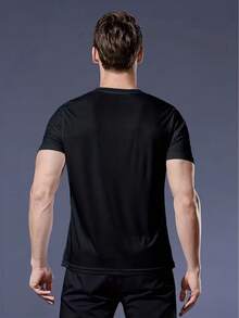 Men's Short Sleeve T-Shirt With Cross Faith Print Design - Modern Style With Regular Crew Neck - Black - View 3