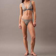 Calvin Klein CK Black Geo Lace Bikini QF8038 Thongs For Women Underwear - Lead - 查看 4