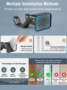 1pc No Drill Game Controller Wall Mount Holder Universal Stand Compatible With PS5 Compatible With PS4 Compatible With PS5 Compatible With Xbox Compatible With Switch Controllers Anti-Slip Padded Design Multi-Purpose Hook For Organizing Gaming Room - View 12
