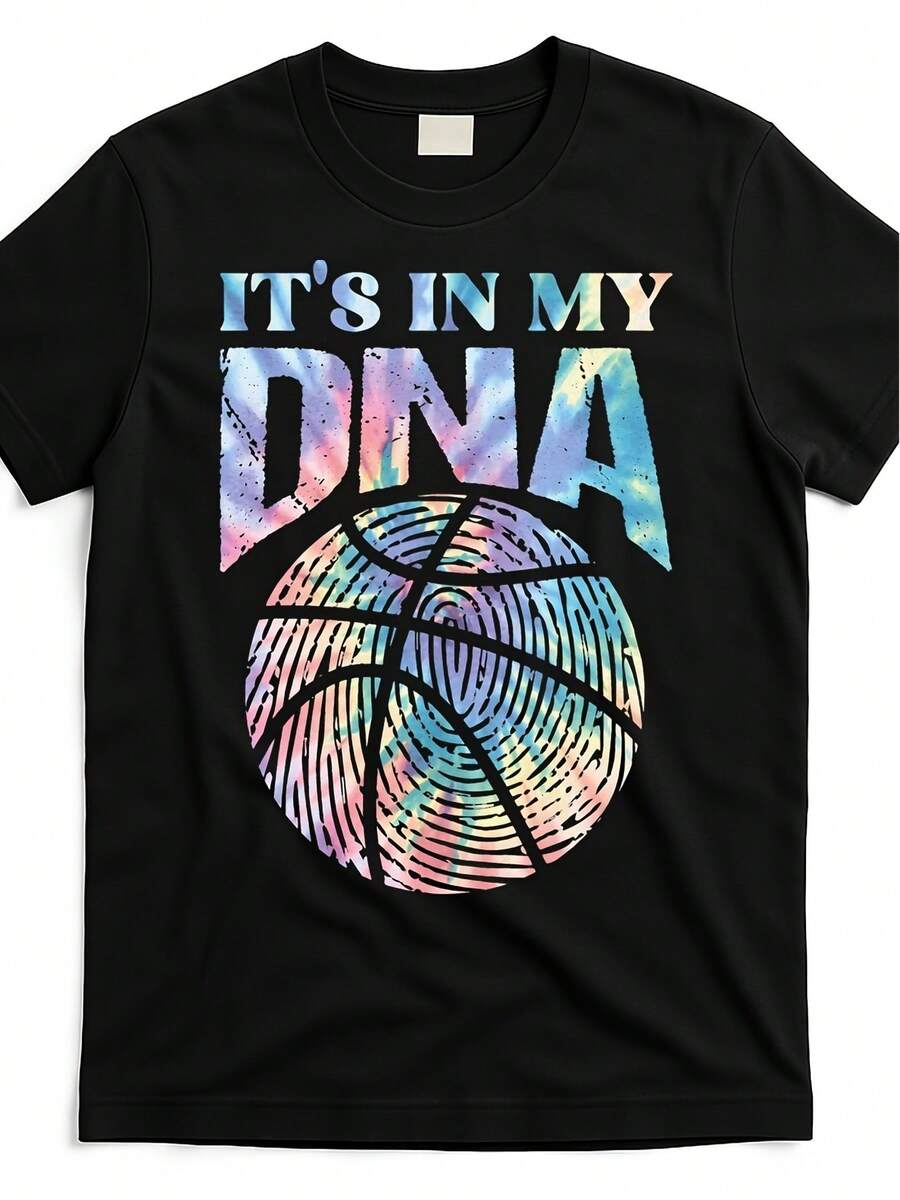 Camiseta Retro de Baloncesto ADN - Divertido Lema "Est£ en mi ADN", Camiseta Unisex Casual de Cuello Redondo Adecuada para Regalos Festivos, Aficionados, Uso Durante Todo el A￱o, Lavable a M£quina ()