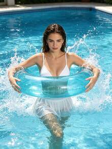 1pc Creative Transparent Swim Ring, Floating Raft For Swimming Pool And Beach, Perfect Summer Gift For Adults, Floating Lounge Chair For Vacation Fun And Relaxation - Multicolor - View 4