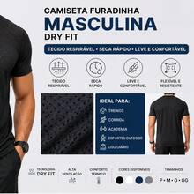 Dry Fit Breathable Perforated T-Shirt For Comfortable Gym Use - Blue - View 2