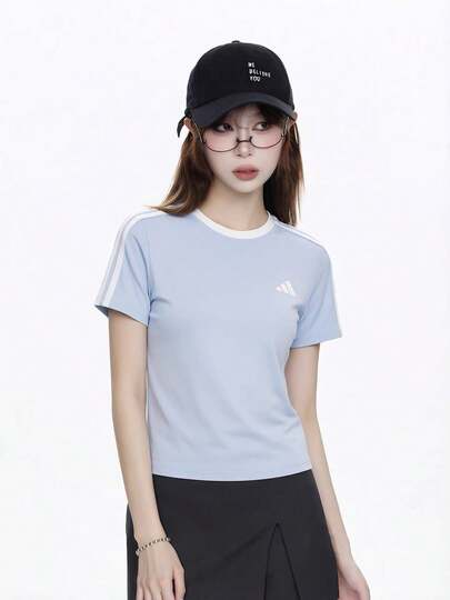  Adidas Dance Crew Neck Sport Logo Comfortable And Soft Short Sleeve T-Shirt For Women
