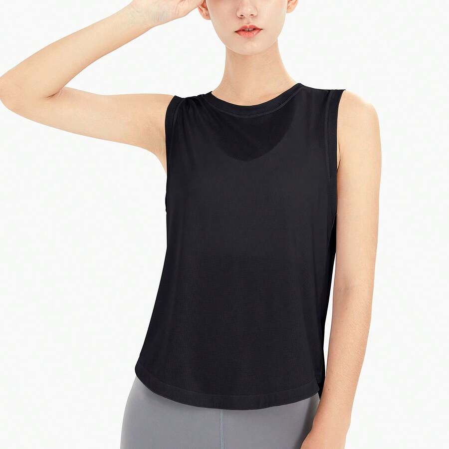 Top deportivo corto para mujer con efecto fresco, secado rápido y diseño de espalda descubierta, ideal para yoga y entrenamiento - TX30 Negro - Ver 1