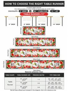 1 Pc Sunflower Bee Beach Watermelon Ice Cream Printed Linen Table Runner Summer Style Rectangular Heat Resistant Table Decor For Kitchen Dining Party - Red - View 2