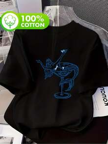 Una camiseta de manga corta para mujer, moderna, a la moda, retro, casual y holgada, adecuada para actividades al aire libre en primavera y verano, camiseta con estampado de sirena, top casual de manga corta y cuello redondo, ropa de mujer para primavera y verano.blusas para mujer,blusas casuales para dama,tops,, mujer premium,y2k,playeras de mujer curvy,ofertas y liquidaciones ropa mujer,playeras deportivas para mujer,,playeras de hombre, mujer,blusas>elegante ZDBC - Negro - Ver 1