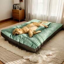 New Upgraded Thickened Dog Bed, Extra-Large Pet Sleeping Mat & Dog Cushion. Removable And Washable Dog Sleeping Pad, Winter Floor Mat For Large Breeds. All-Season Pet Supplies Oversized Plush Dog Bed, Non-Slip And Washable Pet Mattress. Thickened Large-Breed Dog Bed And Pet Sofa, Ideal For Large Golden Retrievers, Universal Pet Sleeping Bed And Nest. - Green - View 2