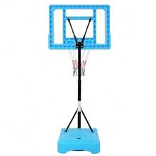Same Model Code: 08071457 PVC Transparent Board Basket Frame Adjustable 115-135cm Poolside Basketball Hoop Blue - As Pic - View 4