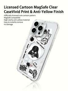 1 pieza Nuevo estuche protector transparente de acrílico 2 en 1 con carga inalámbrica magnética, diseño creativo de dibujos animados con patrón de cámara elevada, anti-caída único y grueso, compatible con Apple iPhone 17 ProMax/Air, 16, 11/12/13/14 Plus/XR/7/8 Plus/15 ProMax - transparente - Ver 5