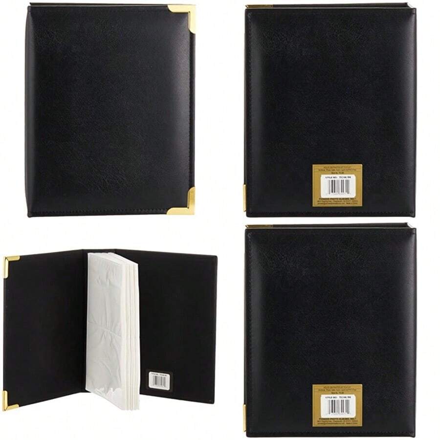 Pioneer Photo Albums 208 Pocket Black Sewn Leatherette Cover with Brass Corner Accents Photo Album 4 by 6-Inch - Blanco claro - Ver 1
