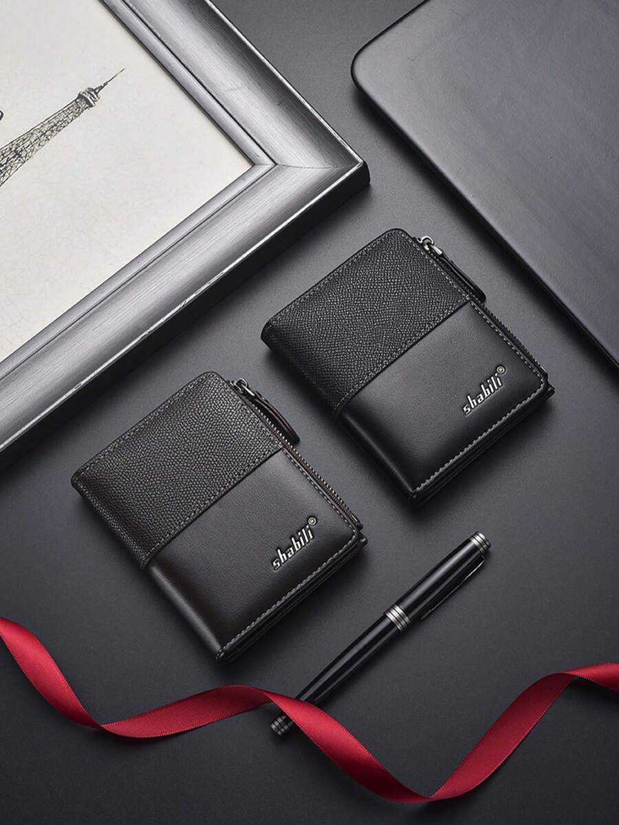 New Men's Short Zipper Wallet, Multi-Card Slots Large Capacity Card Holder Portable,Fathers Day Gifts