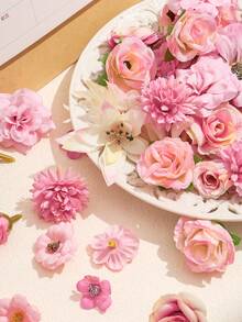 50/100pcs Artificial Flower Heads, Small/Medium/Large Fake Flowers, Mini Daisy Flowers, Suitable For Wedding Crafts, Home Decor, Party And More - Pink - View 9
