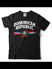 Dominican Republic Flag T-Shirt National Heritage Tee playeras de mujer - Negro - Ver 1