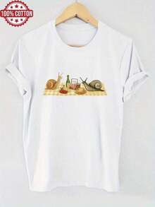 Camisa Casual de Manga Corta con Cuello Redondo y Diseño de Cerezas Pintado a Mano, Estilo Chu 0 (2)Fashion - Blanco - Ver 7