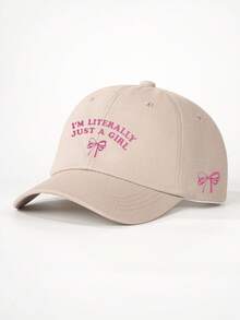 1顶Y2K儿童双刺绣“I'M LITERALLY”蝴蝶结棒球帽，可调节户外遮阳帽，男女童通用，适合春季、秋季、旅行、海滩等场合。 - 棒球帽 - 查看 21