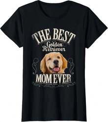 100% Cotton Unisex Best Golden Retriever Mom Ever Funny Dog Lover Gifts Women T-Shirt - Negro - Ver 2