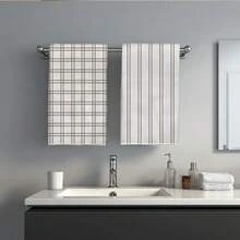 2 piezas Toallas de cocina con estampado geométrico a rayas de color té con leche, 15.75*23.62in(40*60cm), Paños de fibra de poliéster súper suaves, Accesorios de cocina modernos, Lavables a máquina, Adecuados para comedor, cocina, decoración diaria y regalos, Todas las estaciones - Multicolor - Ver 9