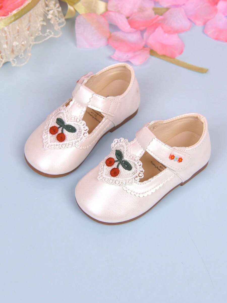 Sepatu Flat Mary Jane Bordir Bunga untuk Balita Perempuan, Cocok untuk Sehari-hari, Pesta, Pertunjukan, Hadiah Ulang Tahun, dan Dipadukan dengan Gaun. - Krem - View 1