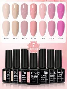 7 Jenis Model & Warna Gel Nail Polish Set, Beragam Gaya, Gel Tahan Lama & Dapat Dilepas dengan Sinar UV/LED, Efek Semi Permanen yang Dapat Dilepas dengan Perendaman, Alat Seni Kuku Populer untuk Wanita - 01 - View 13