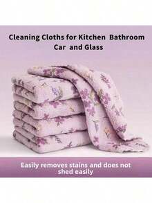 10pcs/Pack Thick Kitchen Cleaning Cloths/Rags, Coral Fleece Floral Print, High Absorbency, Non-Shedding, Oil-Resistant, Size 24.8cm*24.8cm, Hand Wash, Suitable For Kitchen, Bathroom, Home, Dining, Outdoor Cleaning, Household - Multicolor - View 9