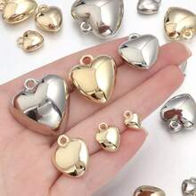 20pcs CCB Heart Pendant Heart-Shaped Plastic Beads DIY Necklace Bracelet Pendant Jewelry Accessories Exquisite Heart Simple Pendant - KC Gold - View 2