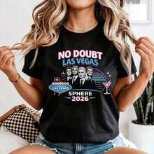 New Arrival 2026 No Doubt Las Vegas 2026 T-Shirt For Girls Trip, Concert, Ska Punk Band Fan Meeting, Las Vegas Tour, Sphere Gir. Soft, Breathable, Fashionable Fabric, 100% Cotton, Everyday Wear, Women's Graphic Print T-Shirt. - 黑色 5 - 查看 7