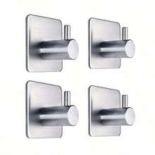 Adhesive Hooks,Stainless Steel Square Adhe Heavy-Duty Waterproof Stainless Steel Self-Adhesive Hooks, Shower Wall Hooks, Bathroom Kitchen Towel Adhesive Hooks. Heavy-Duty Wall Hooks, Waterproof Stainless Steel Hooks, For Hanging Coats, Hats, Towels, - Silver - View 12