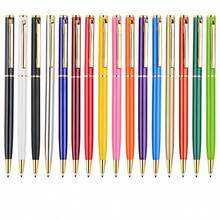 1-6支装，多种颜色可选，银色、金色、枪黑色、玫瑰金，金属细头圆珠笔，可伸缩，金属黑色墨水，1毫米中号笔尖，书写流畅，适用于婚礼、商务、酒店、办公用品、学生、教师、男女通用，可作为礼物或返校用品。 - 彩色 - 查看 11