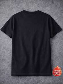 Camiseta de cuello redondo con estampado de letras, talla grande, top casual de manga corta, adecuada para usar en primavera y verano, ropa de mujer de talla grande, Blusas Para Mujer Casual. - Negro - Ver 5