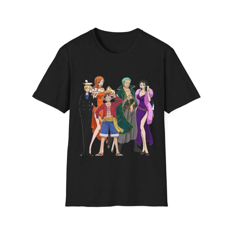 Camiseta unisex, camiseta de la tripulación pirata de anime|Camiseta con Estampado de Personajes Coloridos, ropa de mujer, blusas para mujer, tops para mujer, camisetas para mujer, atuendo casual diario, corte regular, combinación diaria, estampado gráfico, estilo deportivo casual, atuendo casual diario, corte regular, combinación diaria, estampado gráfico, estilo deportivo casual - Negro - Ver 1