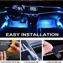 1 Piece LED Car Interior Ambient Light, 3M/5M Optional Length, USB Powered Car Interior Modification Light, EL Cold Light Wire, Suitable For Car Dashboard, Car Door And Center Console, USB Powered, Fluorescent Dance Prop - 3 Meters - View 9
